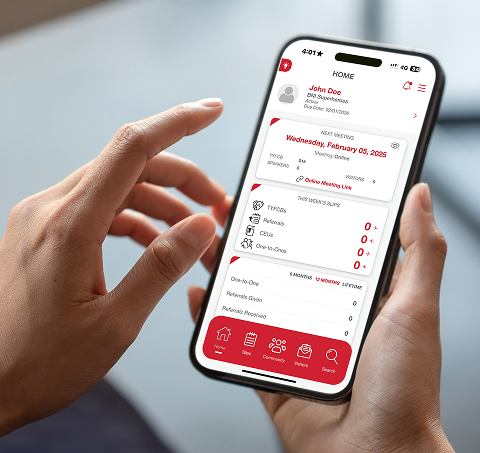 BNI Connect mobile app — track referrals, referral meetings between 2 members and Revenue Generated Through Referrals